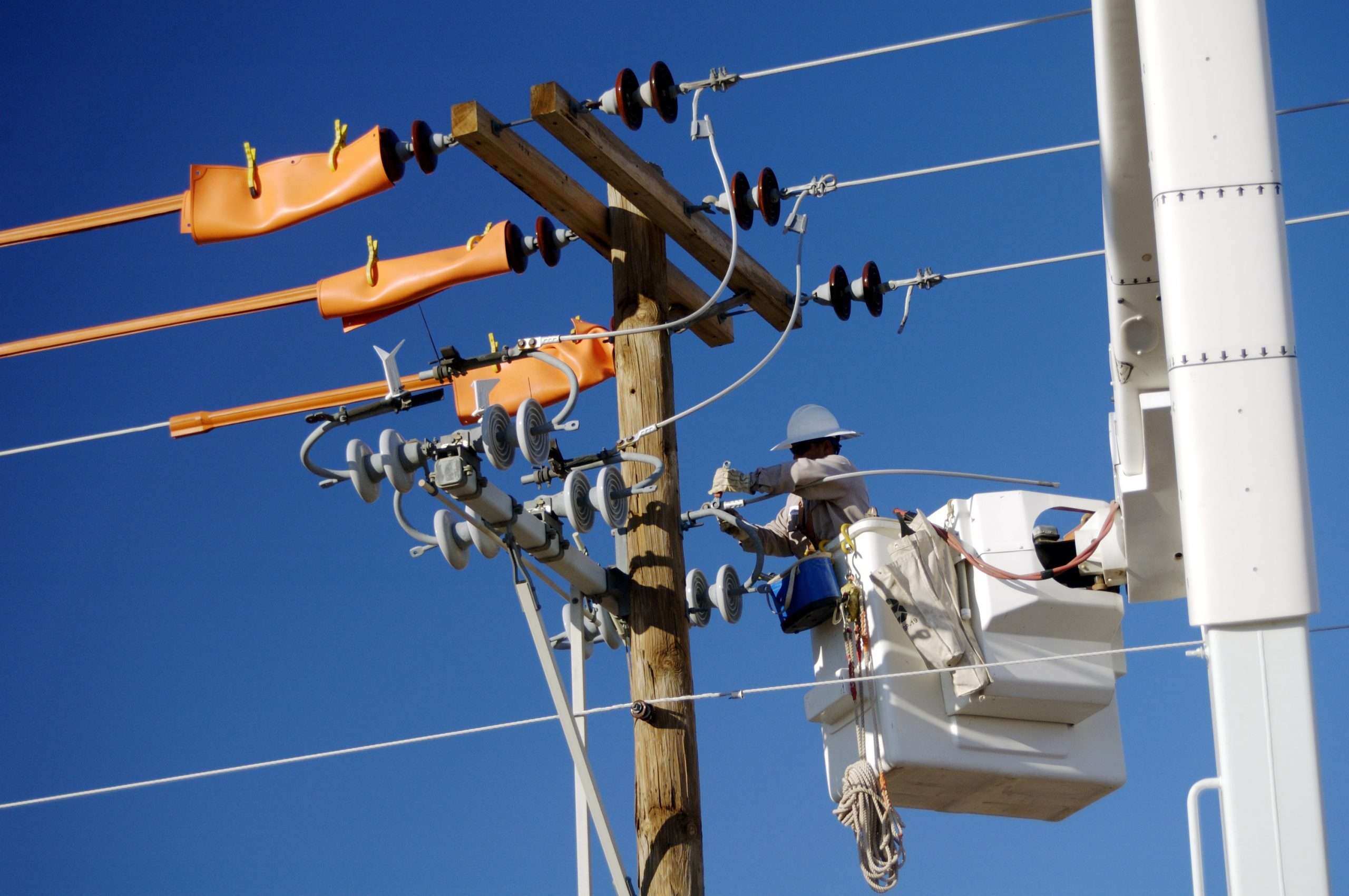 working on power lines