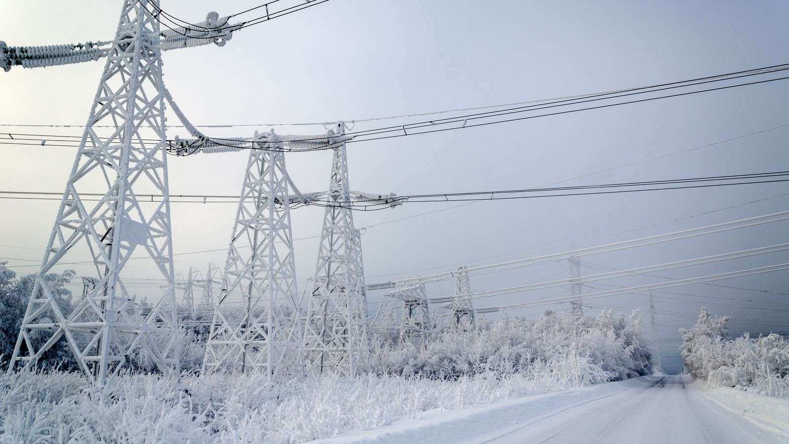 Power lines in winter