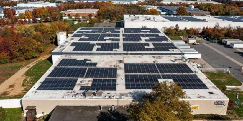 Solar panels on warehouse